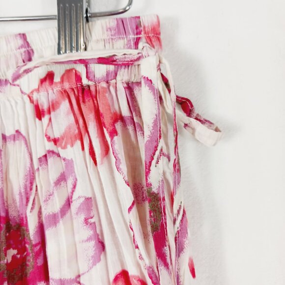 Lalla Nissa, Tiered Maxi Floral Skirt, Medium, Floral Print Stretch Waist w/ Tie - Picture 8 of 15